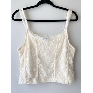 Self Esteem Y2K Lace Corset‎ Style Top XL Ivory Fairy Coquette Coachella